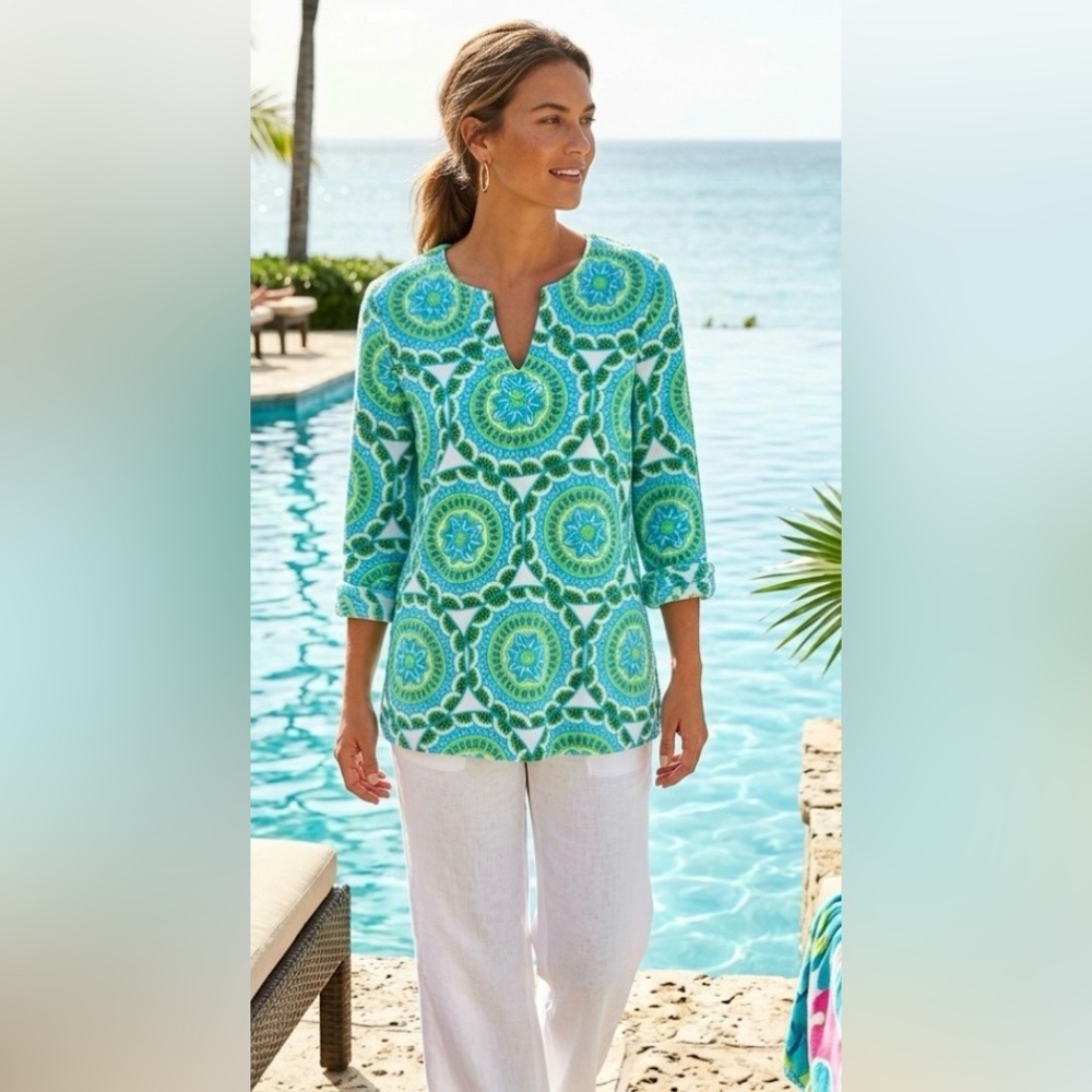 Talbots Vibrant Terry Cloth Tunic Top